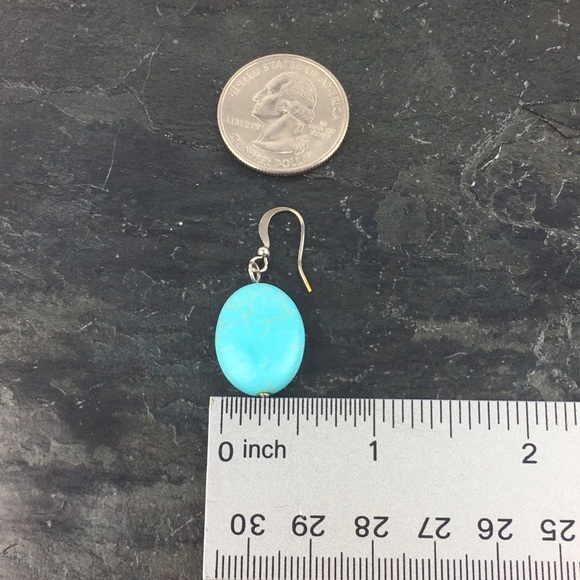 Blue Howlite Hook Dangle Earrings - Picture 4 of 6